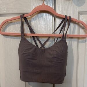Lululemon like a cloud bra longline size 8. Strappy Brown Crop Top